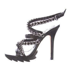 Camilla Skovgaard Strappy Leather Sandals with Chain Detail, Black, EU 39.5/US9